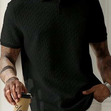 Jacquard Black Polo T-Shirt