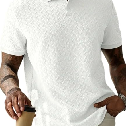 Jacquard White Polo T-Shirt