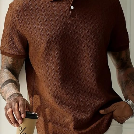 Jacquard Brown Polo T-Shirt