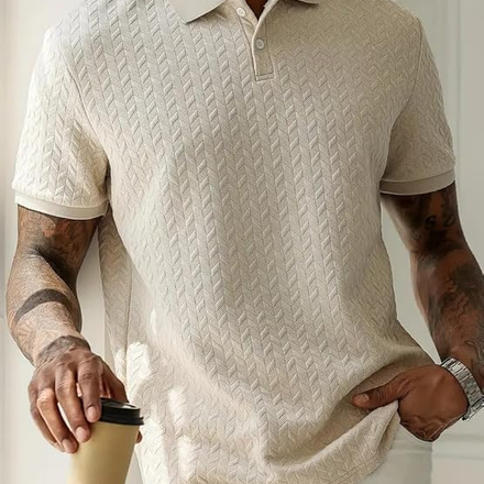 Jacquard Beige Polo T-Shirt