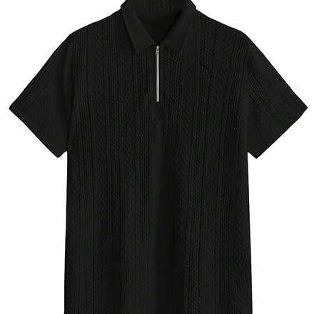 Jacquard Black Chain Polo T-Shirt